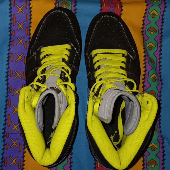 2010 Jordan 1 Cyber Black Blue Sapphire Retro High Shoes Vintage Nike - Picture 6 of 12